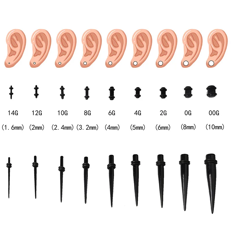 50pcs Acrylic Spike Ear Gauges Set - Cone-shaped Ear Stretchers for Cartilage Piercing, Punk Goth Body Jewelry