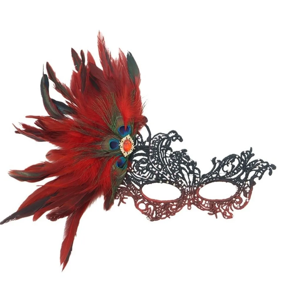 Rhinestone Half-Face Lace Mask Multicolor Seductive Style Masquerade Mask Masquerade Fancy Prom Halloween Festival Party Mask
