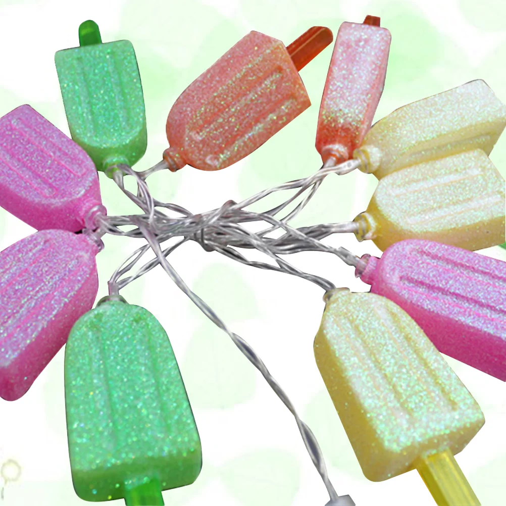 

Colorful Ice Cream Popsicle 10 LED Bulbs String Light Set Opetated BBQ Patio Party Christmas Wedding Decoration Creative