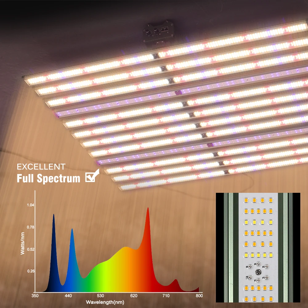 Luz LED de cultivo de espectro completo, lámpara de alto brillo de 1100W, plantas de interior, invernadero hidropónico, iluminación de crecimiento