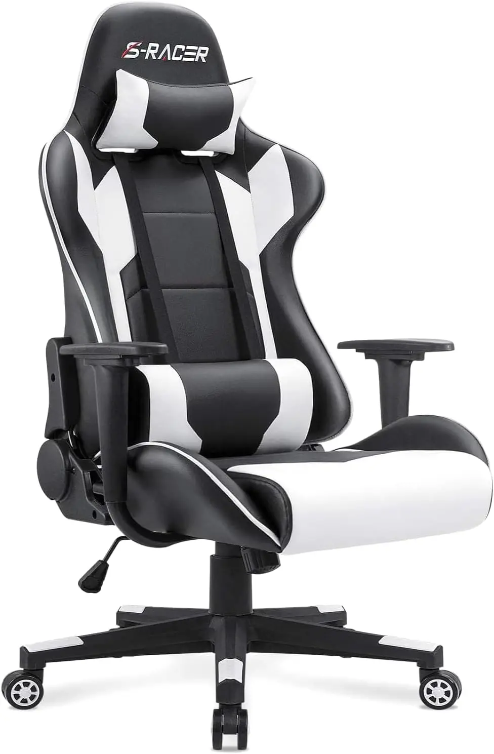 High Back Ergonomic Gaming Office Chair Adjustable Swivel with Headrest Lumbar Support White