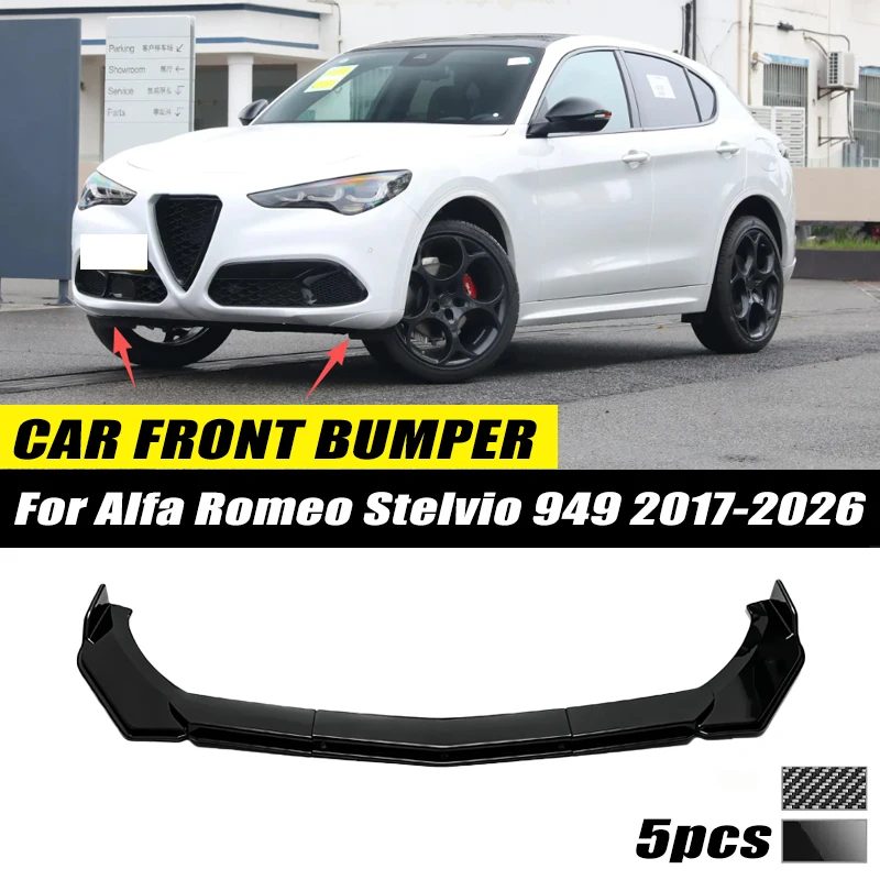 For Alfa Romeo Stelvio 949 2017-2026 Front Bumper Lip Front Guard Spoiler High-quality ABS Material Body Kit Front Lip Accessory