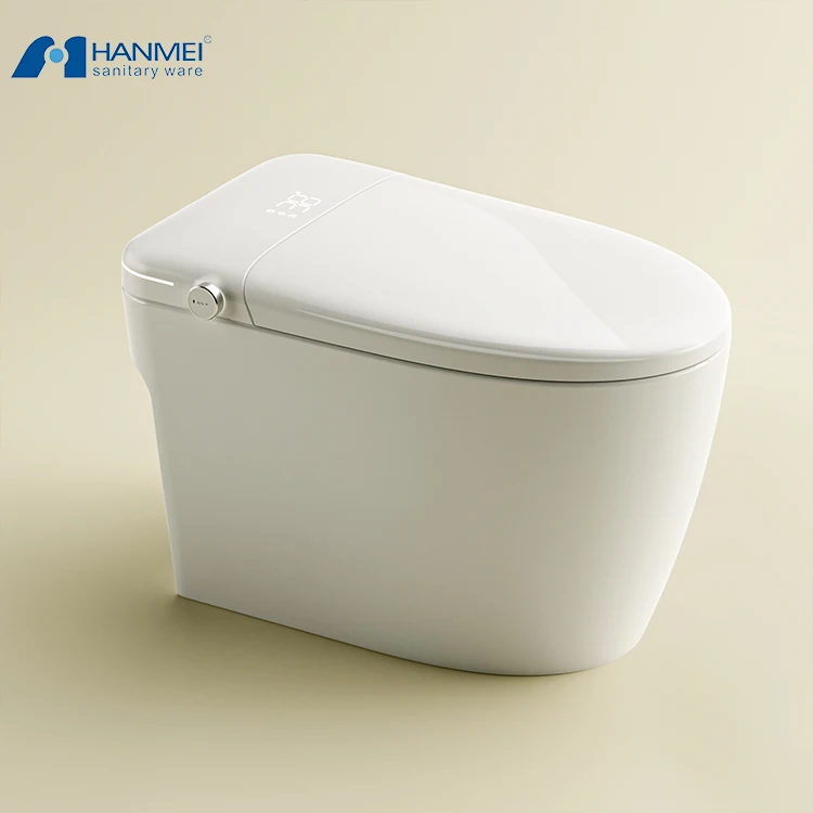 Auto Flush Floor Mounted Smart Bidet Toilet Bowl With Heated Seat & Air Drying One Piece Design Remote Control Included