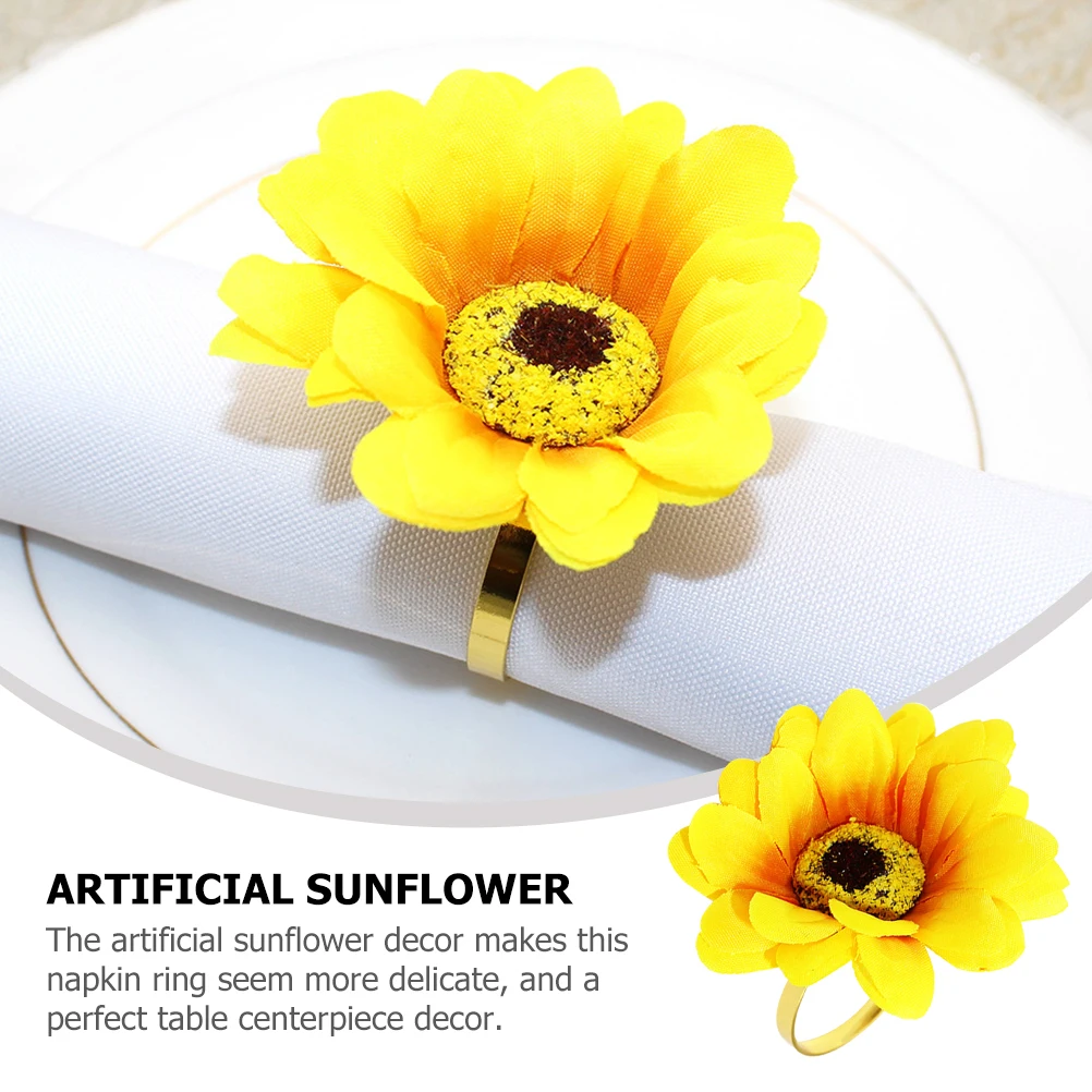 

Napkin Ring Valentines Rings Table Buckle Sunflower Artificial Clasp Holders Modern Napkins Buckles