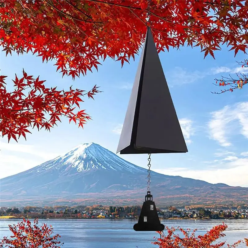 B84B Iron Triangle Wind Chime, Buoy Style Pendant Decoration, Rustproof for Outdoor Garden Patio, Memorial Gift, Crisp Sound