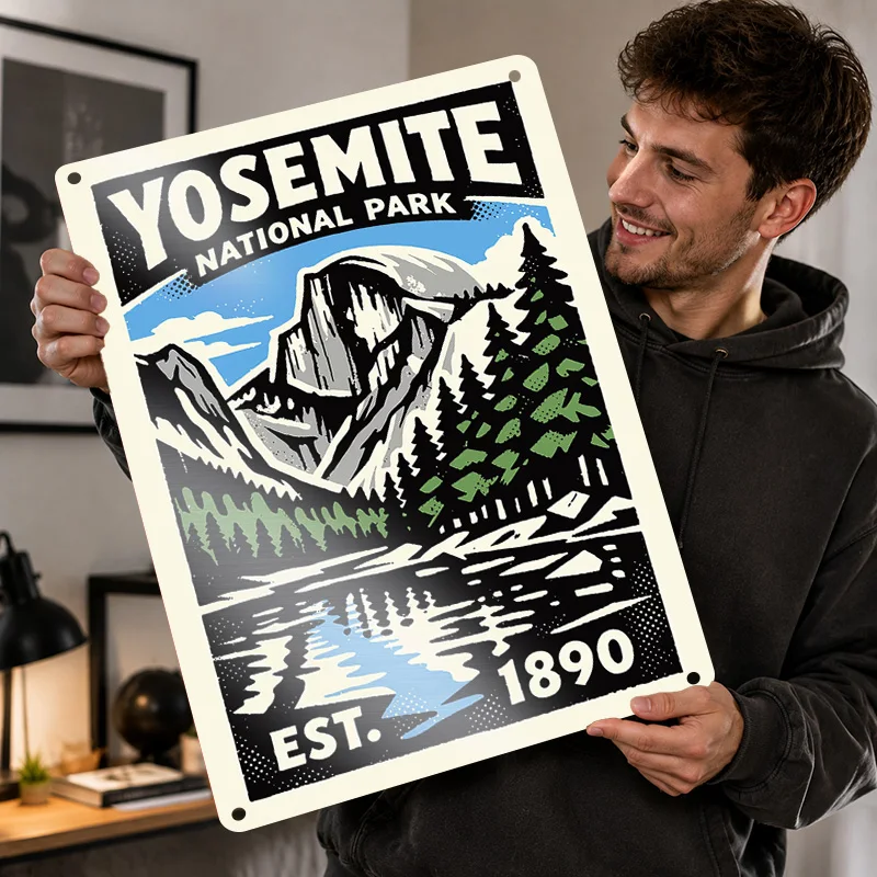 Yosemite National Park Textured Posters Personalized Aluminum Metal Sign Urban Landmark Design Wall Art Ideal In Entryway Lounge