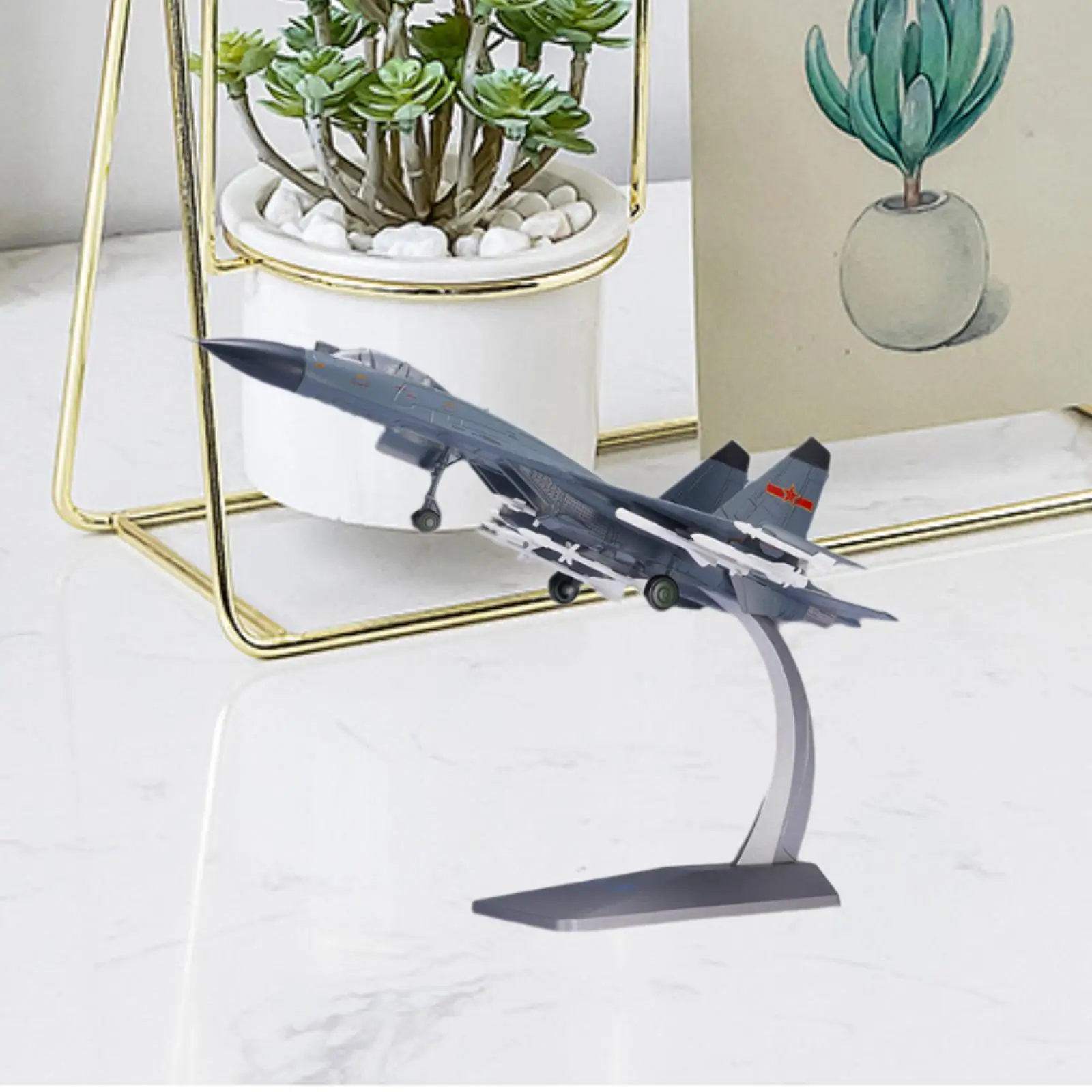 

1/72 Scale J11 Fighter Aircraft Model with Stand Versatile Table Ornament