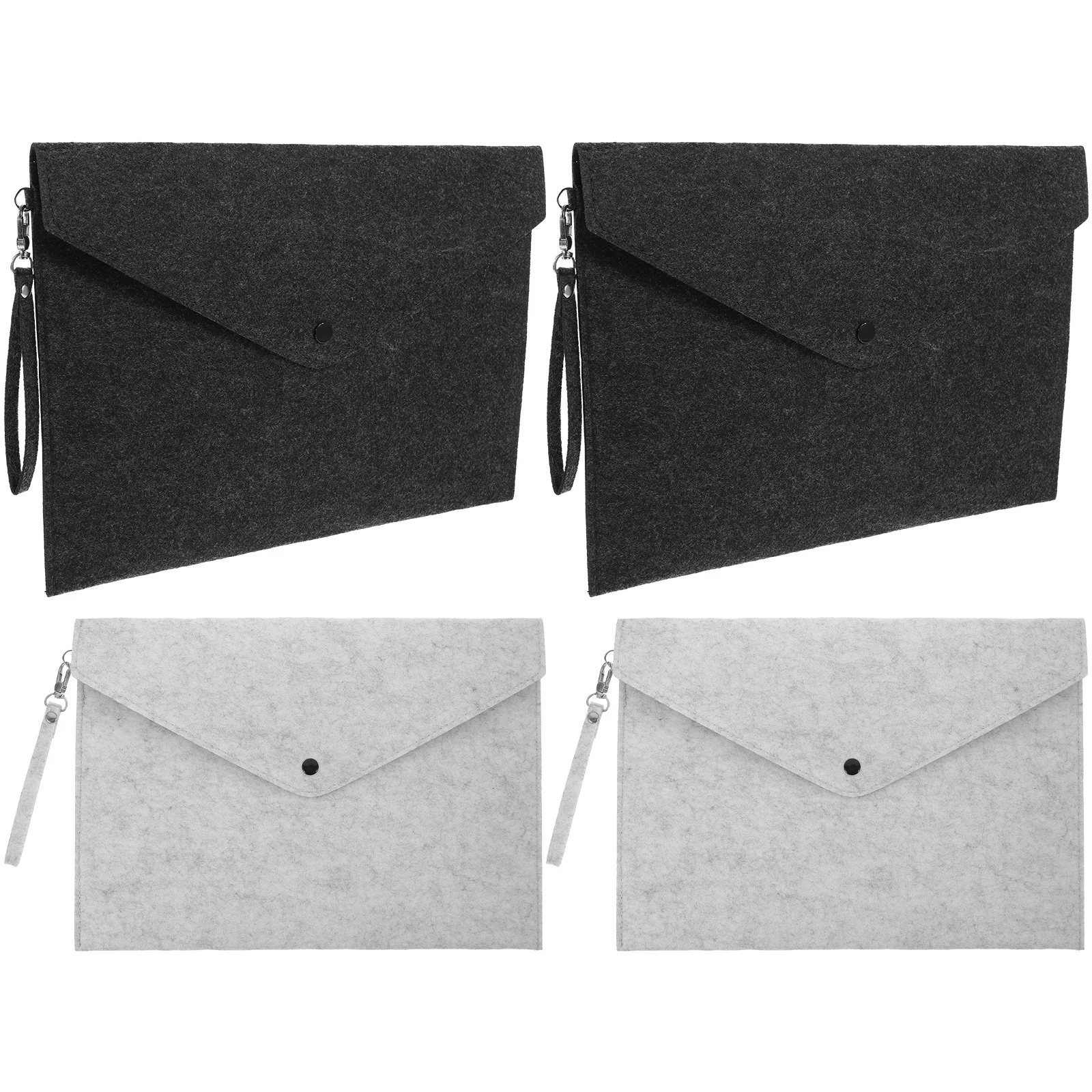4 Pcs Portable Felt Holder Briefcase Bag with Loop Snap Type Folder File A4 Document Travel