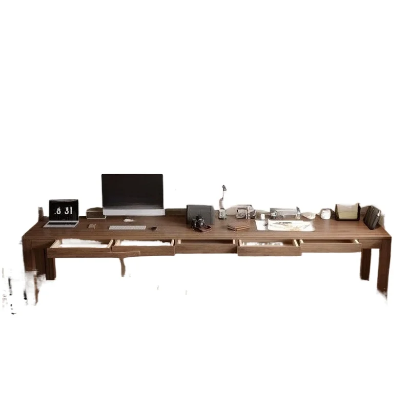 

Американский домашний двойной d esk из цельного дерева, кабинет des k, компьютер de sk, длинный стол и удлиненный верстак