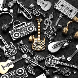 Musical Instruments Men Necklaces Pendant Stainless Steel Jewelry For Male Women Guitar Microphone Accessories Gifts Wholesale