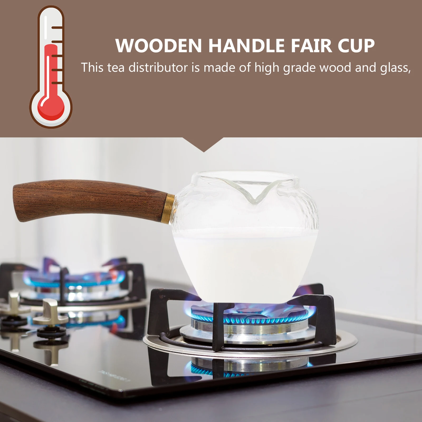 

Premium Wooden Handle Glass Tea Dispenser Heat-Resistant Fair Cup for Home Family Elegant Design Comfort Grip Teapot Refillable