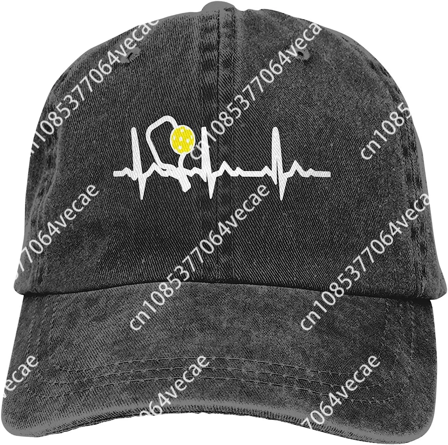 

Hot Fashion Women's Heartbeat Pickleball Denim Baseball Cap Adjustable Vintage Distressed Washed Hat For Women Men Travel Gift