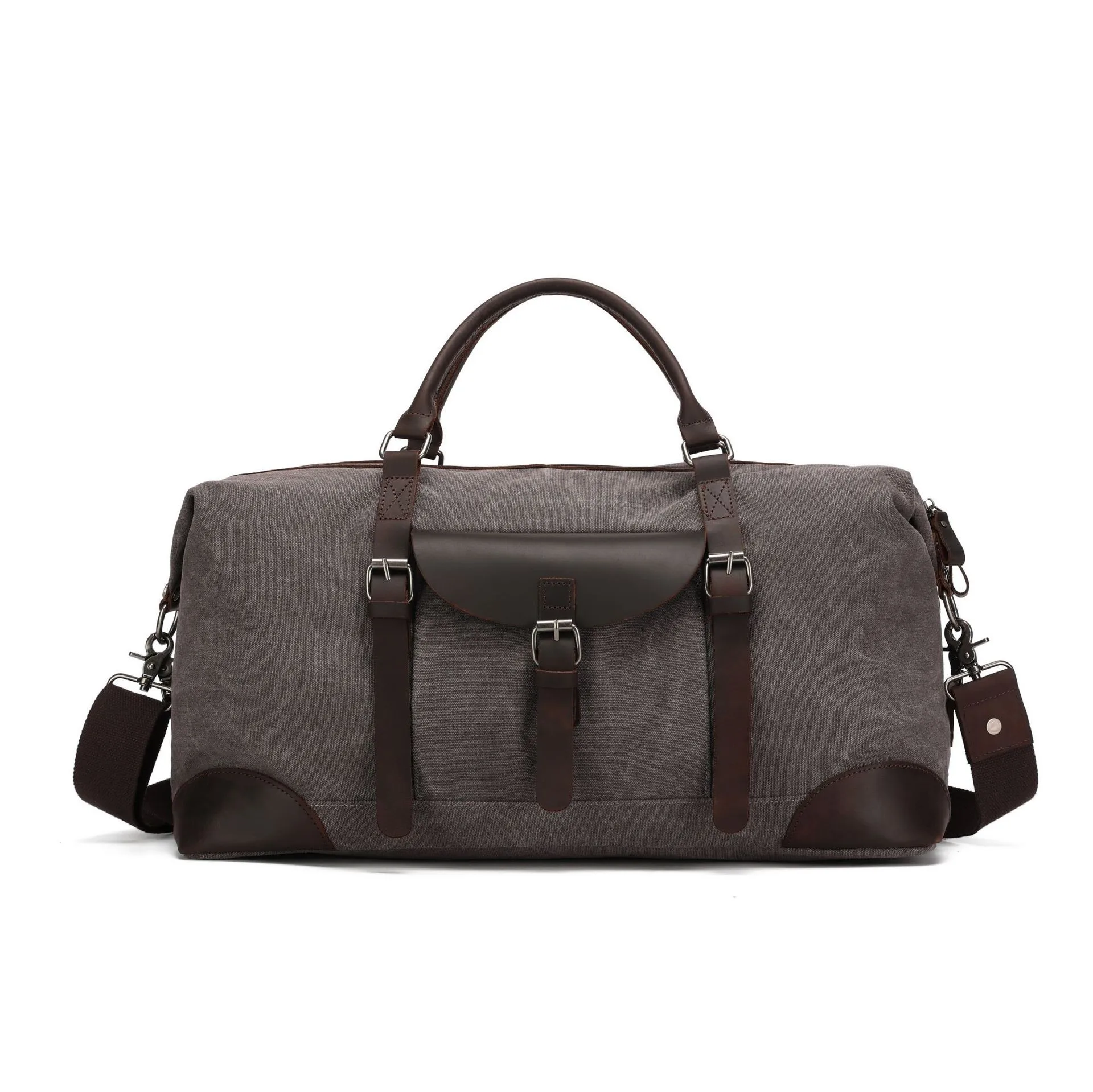 

[Дорожная сумка] Большая вместительная дорожная сумка в стиле ретро, сумка через плечо, вощеная парусиновая кожаная большая сумка Crazy Horse, повседневная классическая спортивная сумка