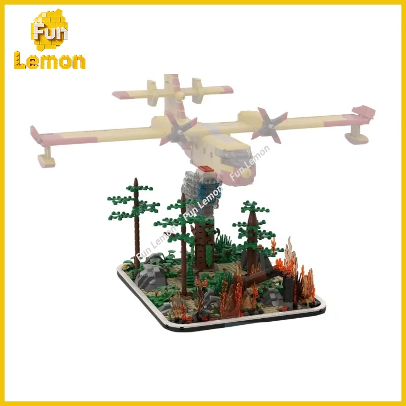Custom MOC Canadair CL415 Aerial Firefighter Aircraft Building Blocks Amphibious Seaplane Model Brick Kit Gift For Aviation