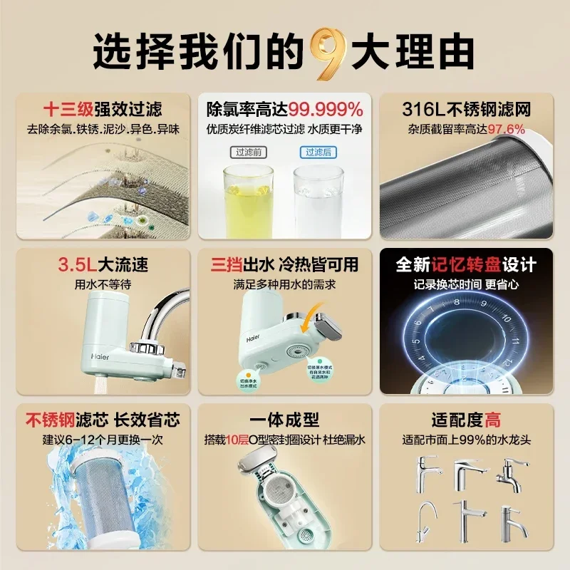 Faucet filter Household tap water filter Kitchen water purifier Faucet water purifier Carbon fiber powerful filtration