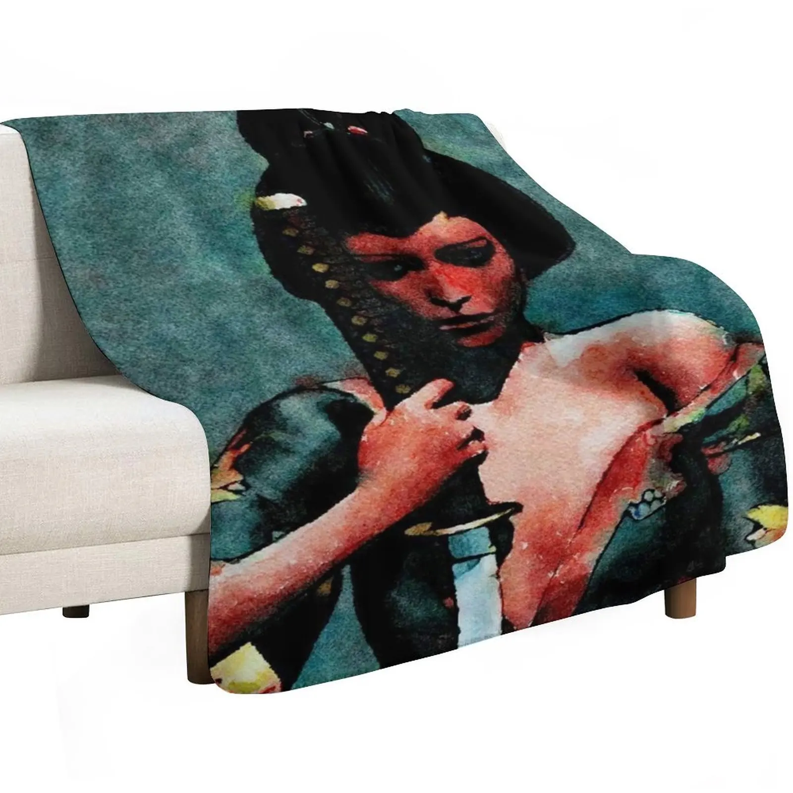 Red Geisha with Sword Throw Blanket Blankets For Bed Beach Winter beds Kid'S Luxury Thicken Decorative Sofas Blankets