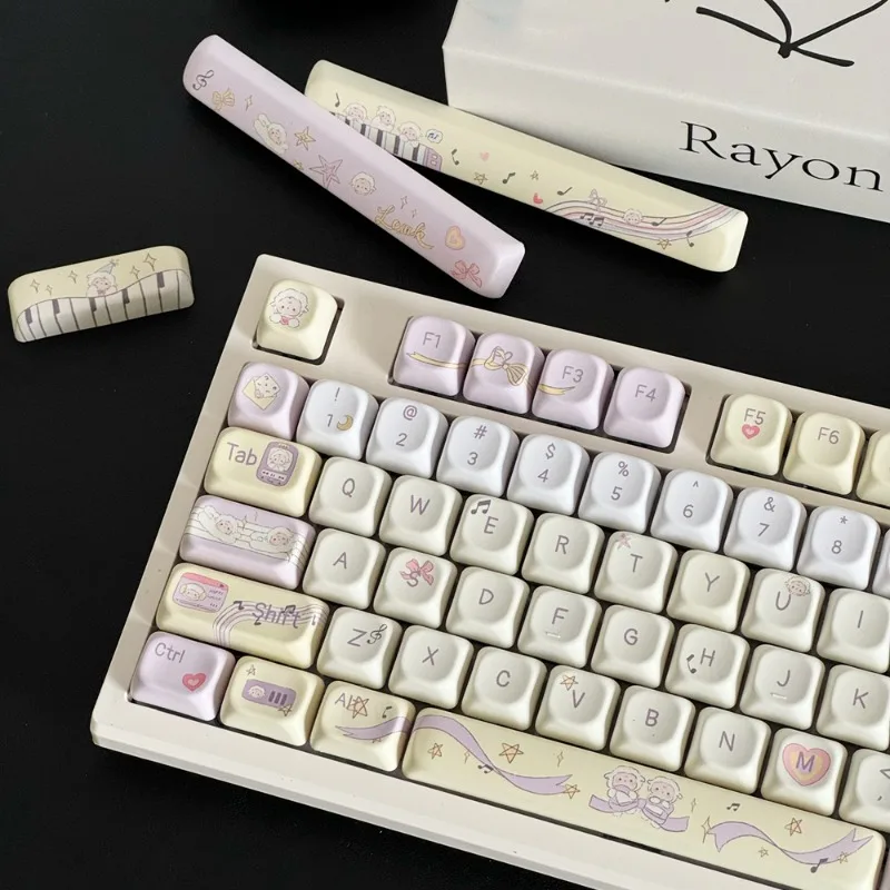 

Cute Sheep Pianist Theme Round Keycaps 138 Keys PBT Dye Sublimation EOA Profile Keycap for Mechanical Keyboards Accessories Gift