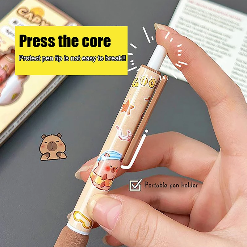 4Pcs Cute Anime Capybara Gel Pen Kawaii Cartoon Neutral Pen Quick Drying Ballpoint Pen School Office Supplies Birthday Gifts