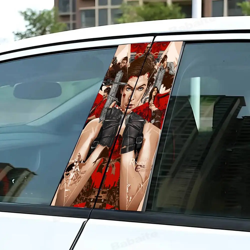 

R-Resident Evil Umbrella 2pcs Car Sticker B-Pillar Sticker Covering Scratched Window Pillar Sticker Car Door Post PVC Sticker