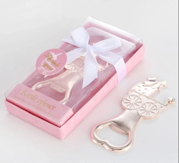 30 PCS/Lot Baby Shower Gifts Boy Girl Birthday Party Giveaways Baptism Souvenirs Gold Metal Baby Carriage Bottle Opener