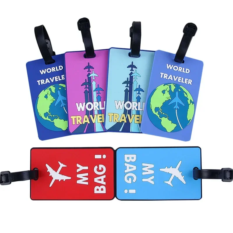 New PVC Soft Glue Airplane Luggage Tag Card Cover Name Labels Suitcase ID Address Hang Tag Boarding Pass Labels Travel Access