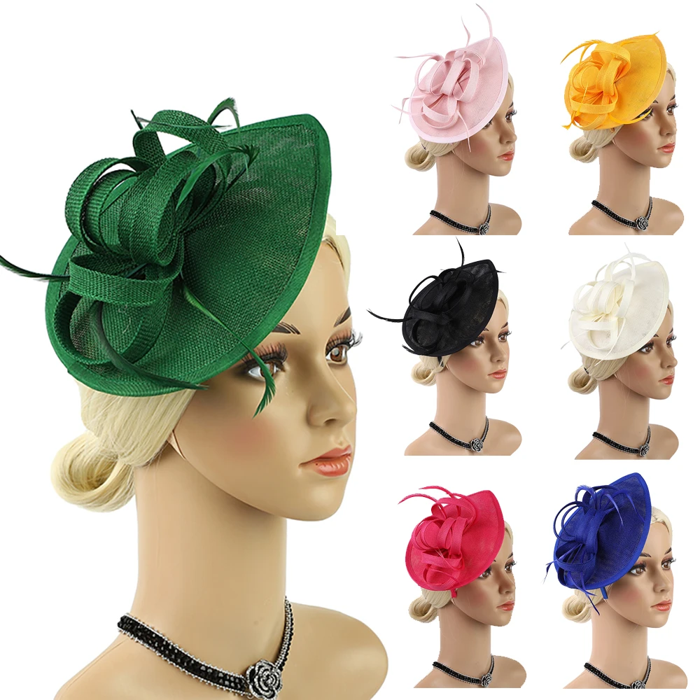 2024 Elegant Hair Drop Fascinator Hat Women Party Hats Bridal Wedding Show Race Millinery With Fancy Flower Headpiece