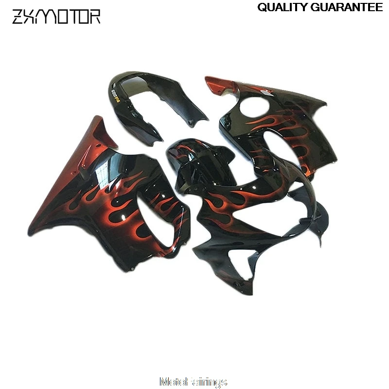 Red Flames Black Injection Motorcycle parts Fairing kits for Honda CBR600 F4 1999 2000 fairing set cbr 600 f4 99 00 NO.10