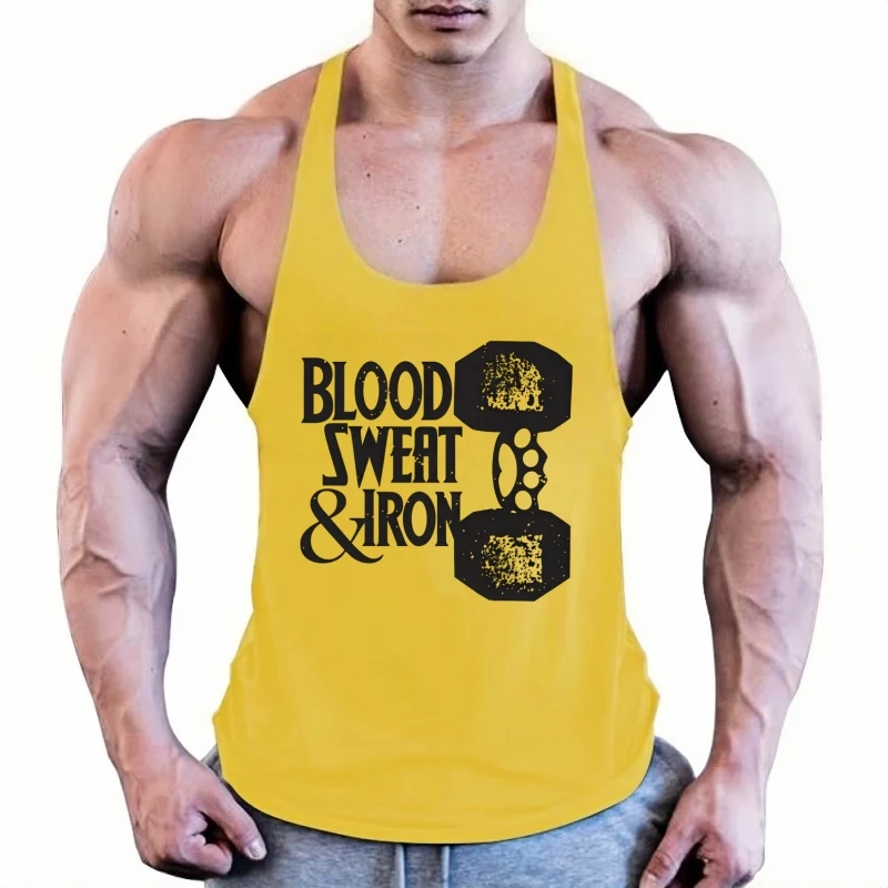 

Новая майка для бодибилдинга и спортзала, мужская хлопковая майка без рукавов с Y-образной спинкой, майка для фитнеса, спортивных тренировок, тренировки мышц