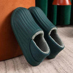 Waterproof New Winter Slippers Warm Men Shoes Women Couples Non-Slip Plush Cotton Indoor Outdoor Cozy Home Autumn Thick Heel