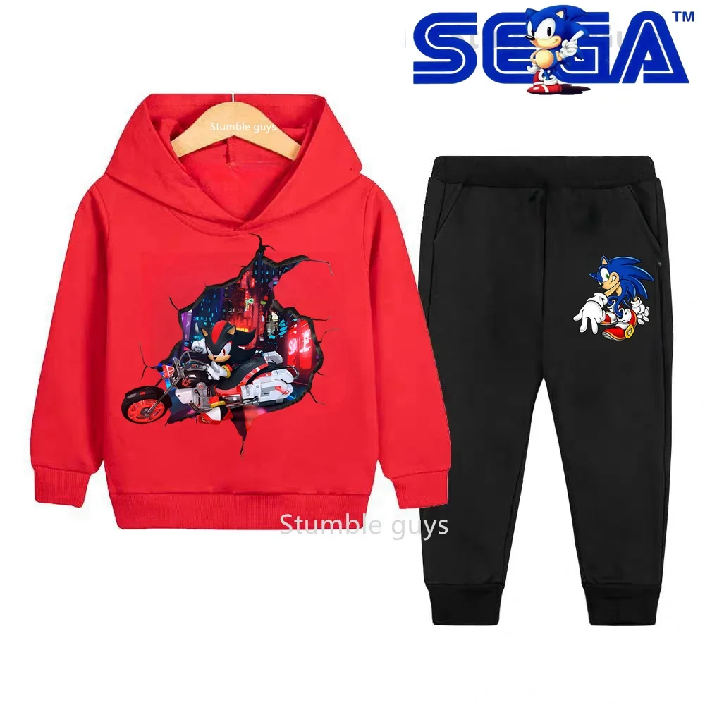 أطفال سونيك هوديي مجموعة الخريف الشتاء الفتيان ملابس الفتيات الدافئة عارضة البلوز Trucksuit نشط عارضة المحملة  #5