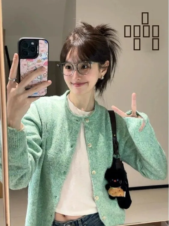 

Mint een round Ne Open Cardigan Sweater Spring Autumn New Sle Korean Versatile Cuffed Outerwear Innerwear Top Coat