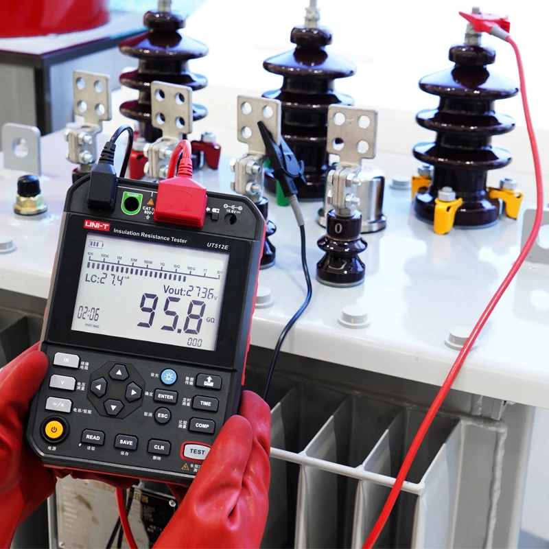 Testadores de resistência de isolamento UNI-T UT512D/UT512E 2,5kV; 999 conjuntos de armazenamento de dados/comunicação USB/medição PI/DAR