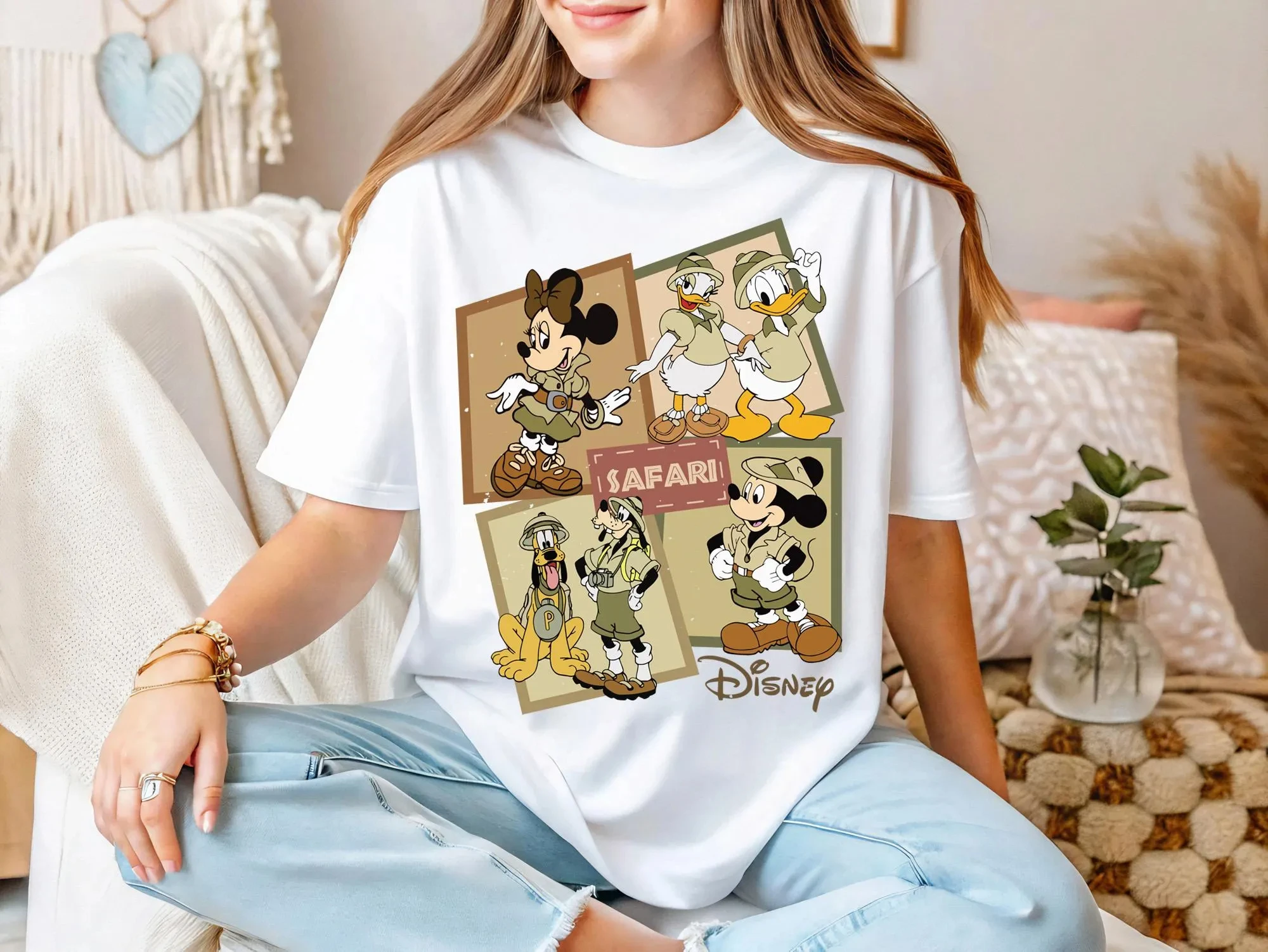 

Рубашка с изображением Микки и друзей, леопардовая кокетка с бантами, Королевство животных, футболка Disney Safari Mode Let's Get Wild