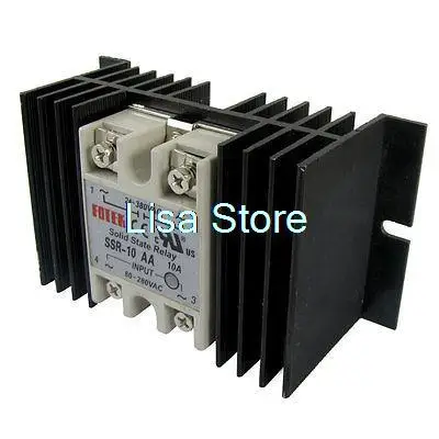 Single Phase AC Solid State Relay SSR 10A 80-280V 24-380V w Aluminum Heat Sink