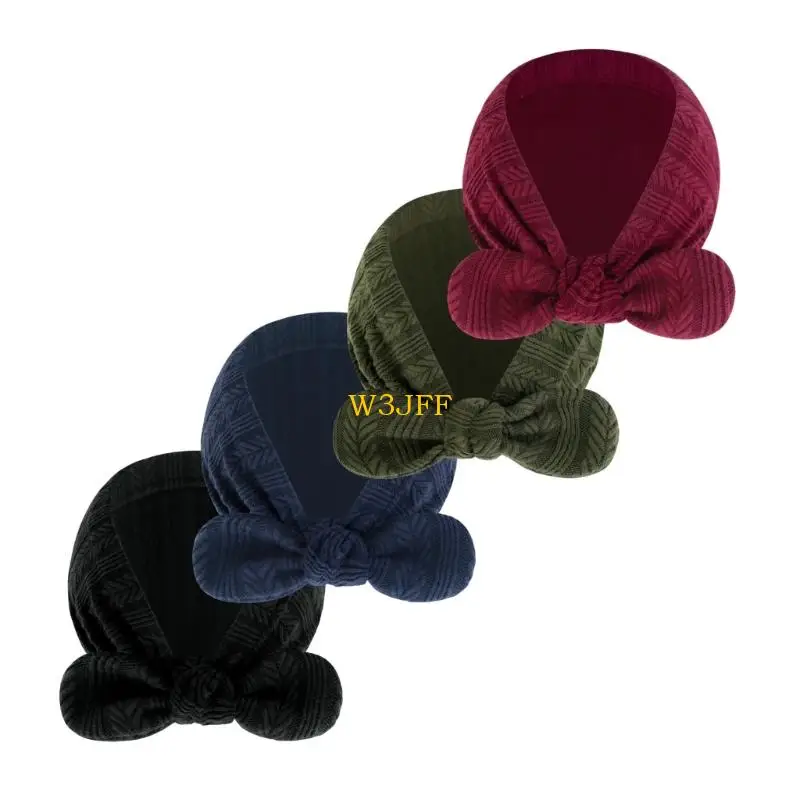 

W3JF Pack of 4Pcs Newborns Headwear Soft Elastic Turban Hat for Infants Breathable Fetal Cap Essential Baby Registry Item