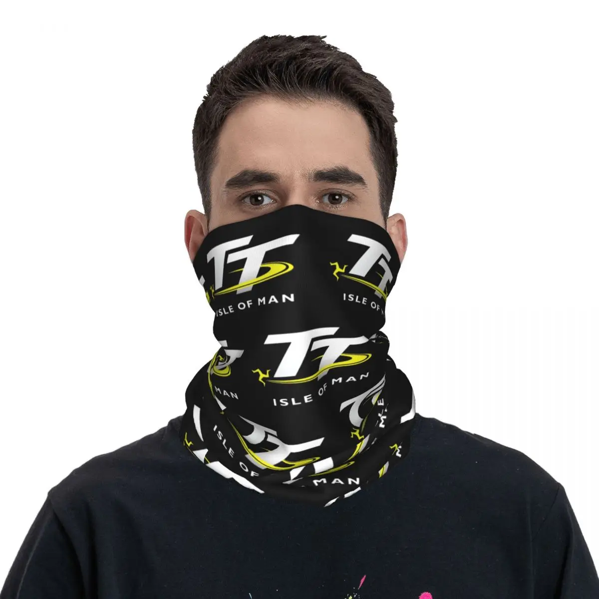 Isle Of Man TT Motorcycle Race Bandana Neck Cover Printed Balaclavas Wrap Scarf Warm Cycling Riding Unisex Adult Breathable