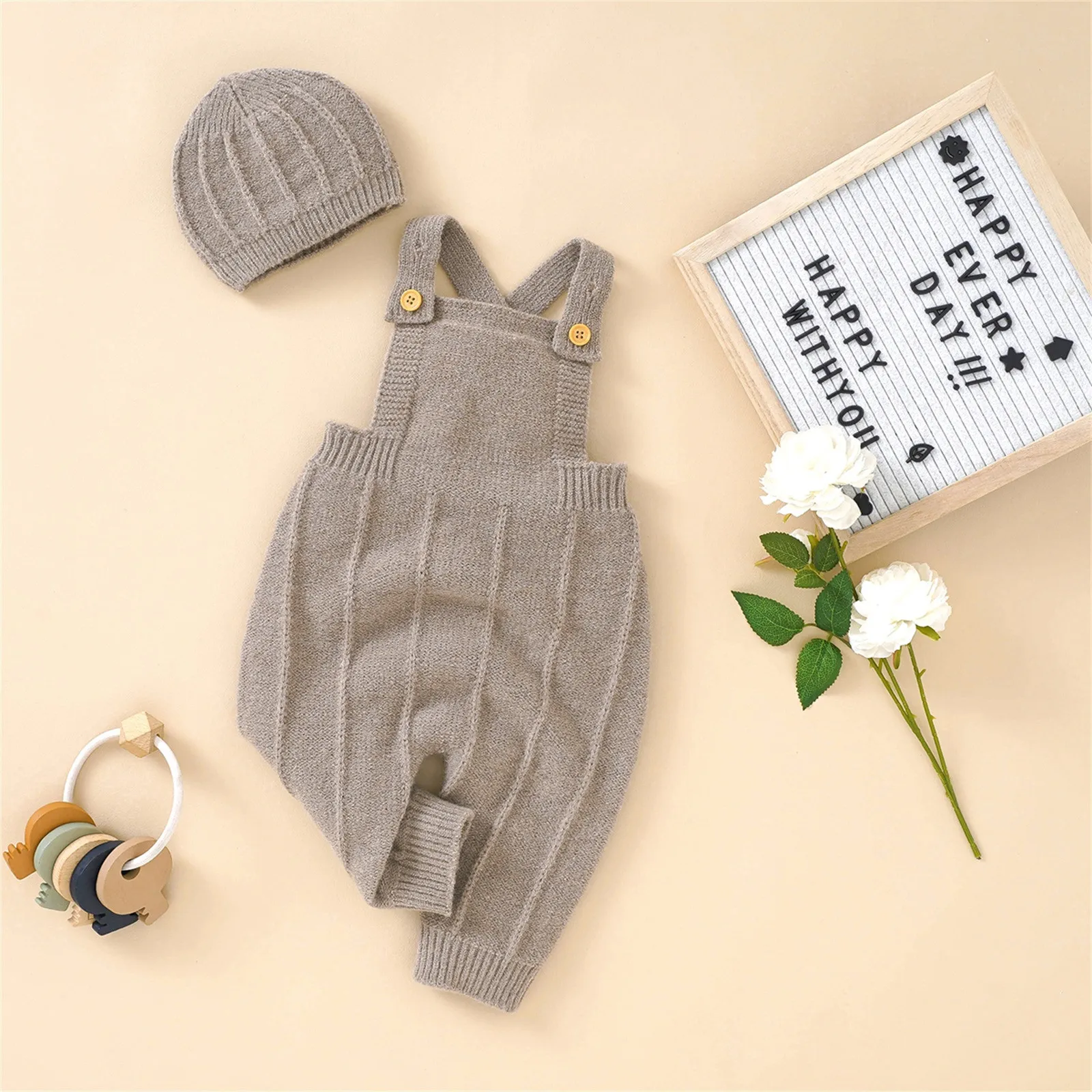 Baby Rompers Sleeveless Knitted Newborn Boys Girls Jumpsuits Hats 2pcs Outfits Sets Autumn Casual Outwear Toddler Infant Clothes