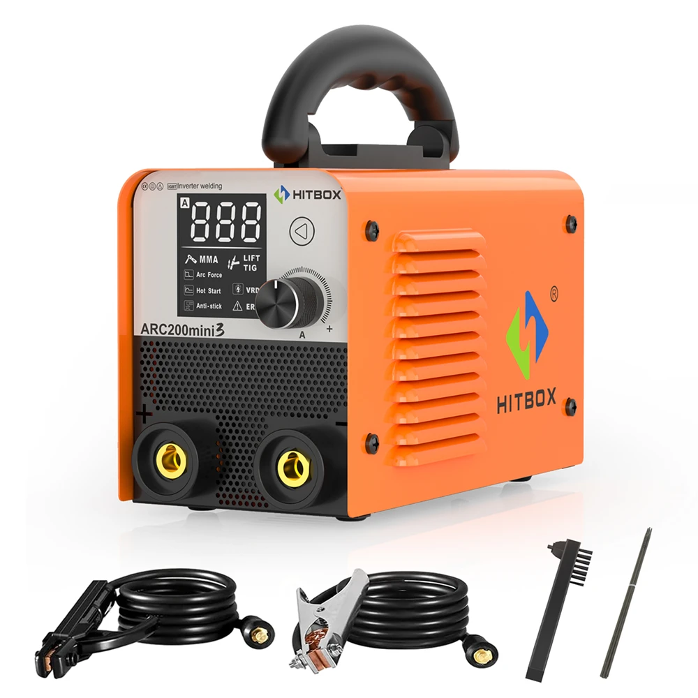 HITBOX ARC200 Welding Machine 2 in 1 MMA LIFT TIG MINI Protable Home Stick Welder Hot Start IGBT Inverter LED Digital Display