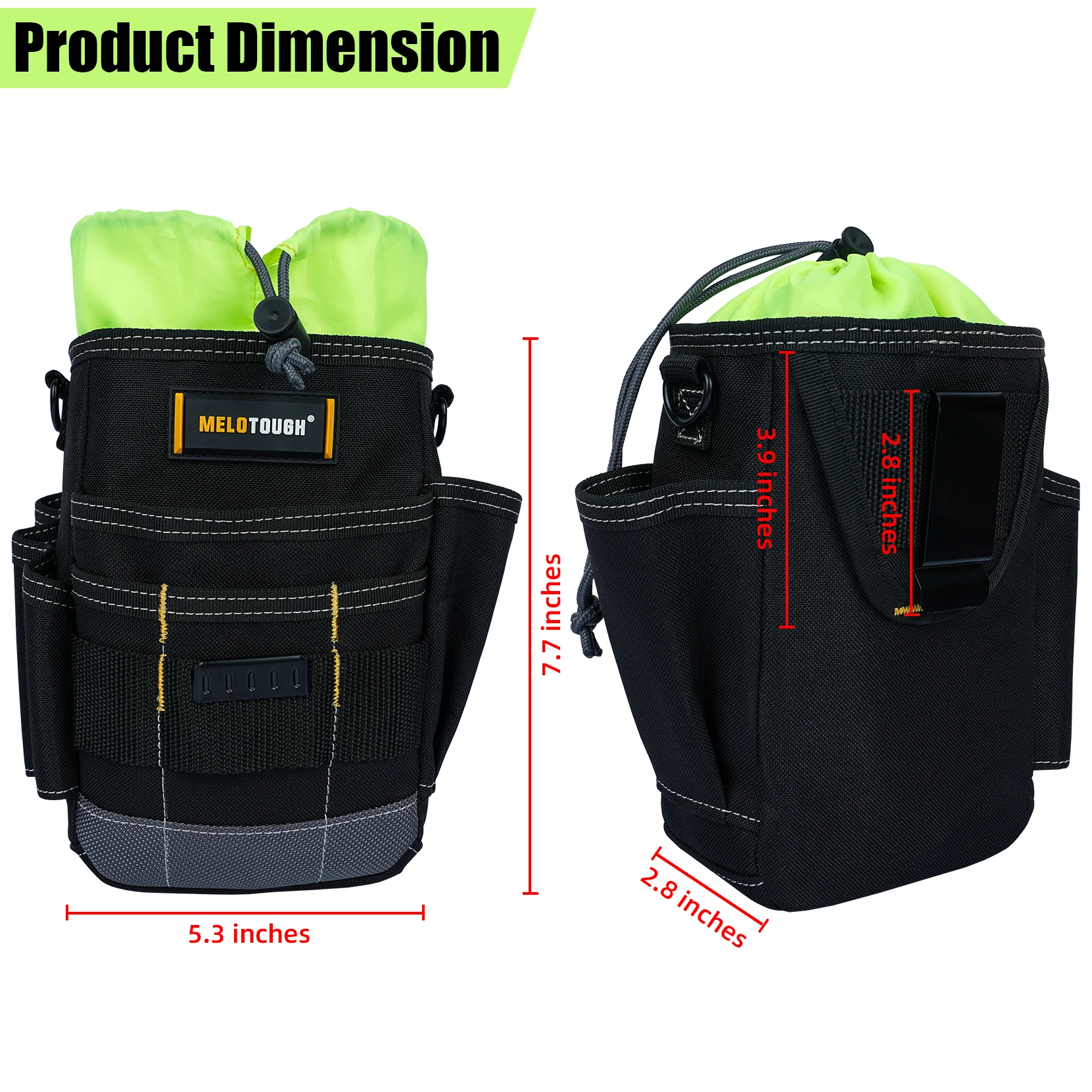 MELOTOUGH-Bolsa de cinturón para herramientas de electricista, organizador con cordón superior, para HVAC y coche
