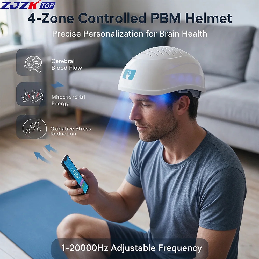 ZJZKTOP 448 Diodes 810nm PBM Brain Neuro Cap Photobiomodulation Near Infrared Therapy Helmet for Neurological Disorder Parkinson