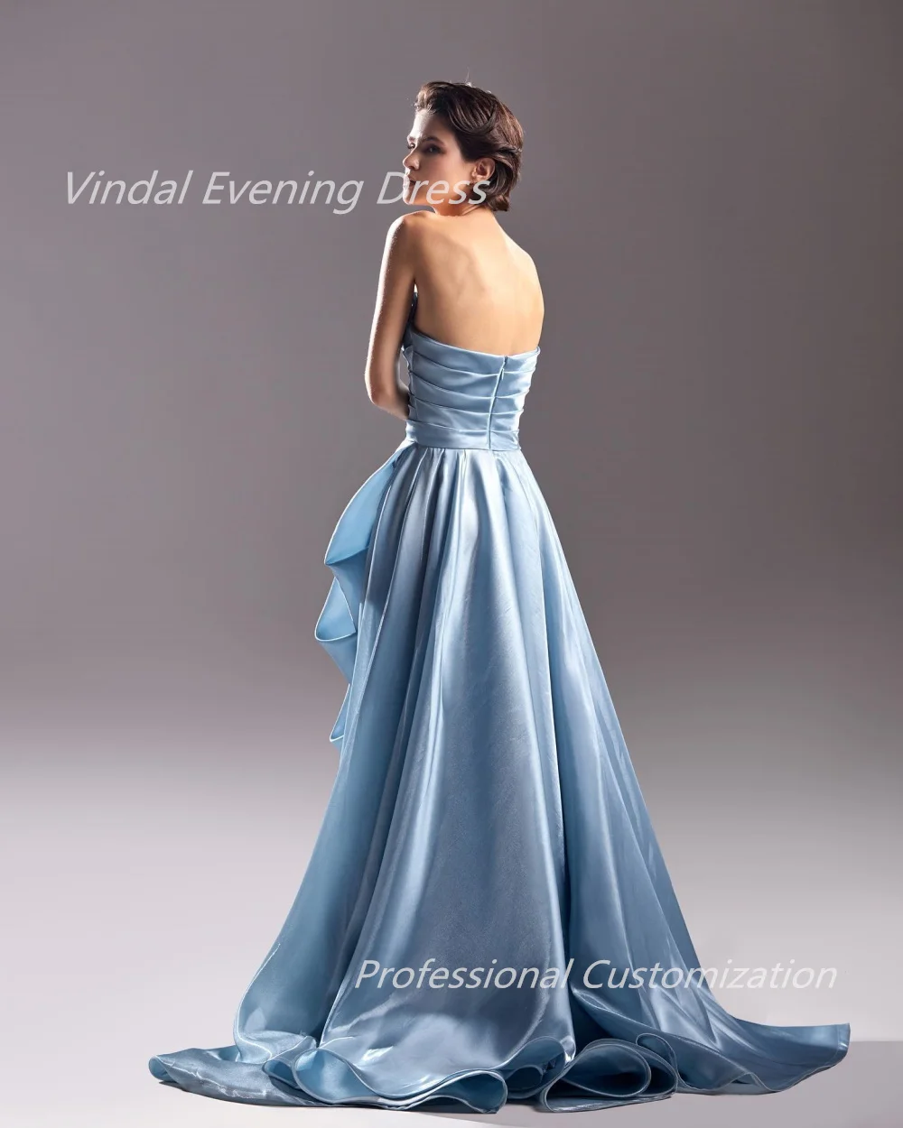 Vindal Evening dresses Satin A-Line Pleat Strapless Floor-Length Sleeveless Morden-Style High-Quality Sexy السعود For Woman 2024