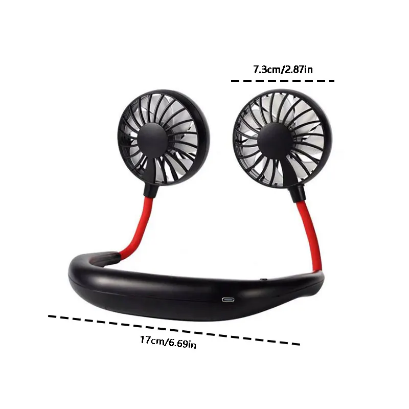 1pc  USB Suspended Neck Fan Adjustable Wind Power Low Noise Portable Fan