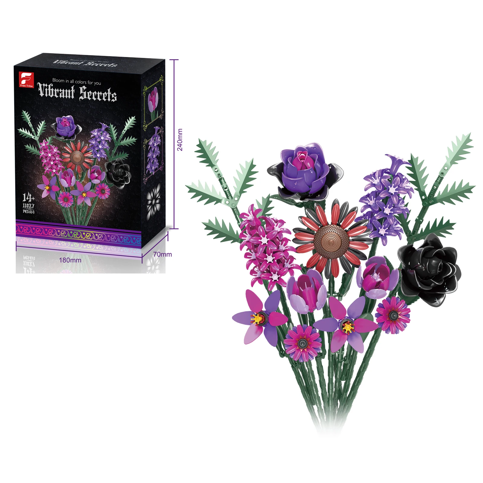 

Gothic Flower Bouquet 614PCS Building Block Set Romantic DIY Floral Arrangement Model Home Office Decor MOC Assembly Bricks