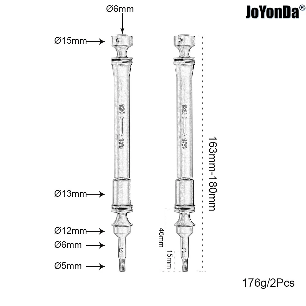 RC Traxxas 1/10 Revo용 하드 스틸 구동축 어셈블리, # 5451X®53097-3 T-Maxx®49077-3