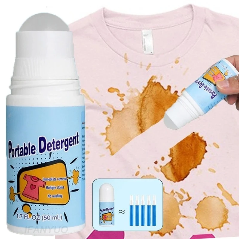 Bola rodante para eliminación de manchas de ropa, detergente portátil para limpieza de manchas de aceite, pluma descontaminante para zapatos de camiseta blanca, 1/3 Uds., 50ML