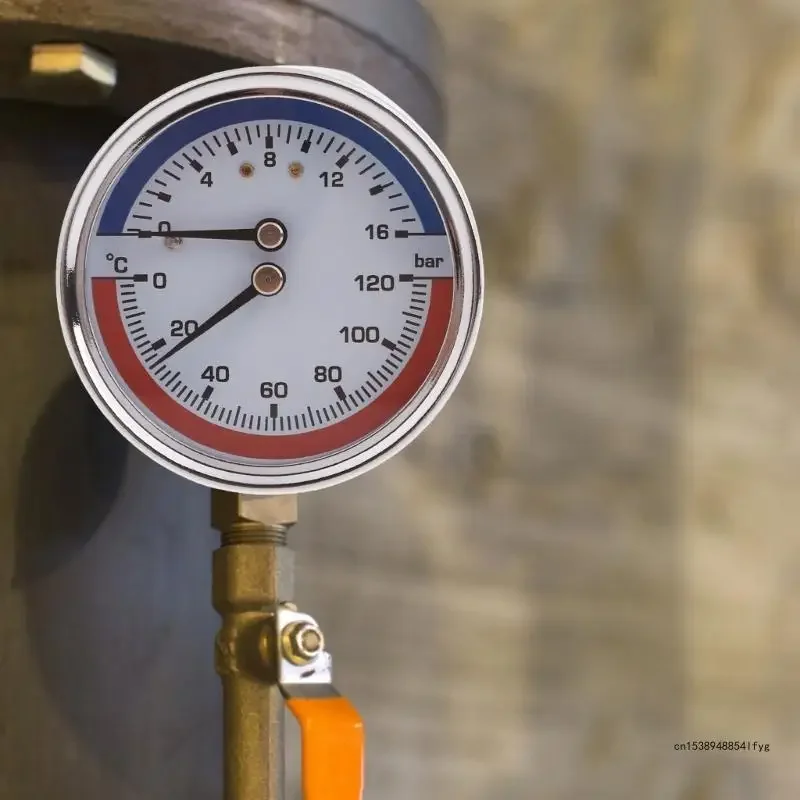 Thermal Pressure Gauge 0-16Bar 0-120℃ Stainless Steel Boiler Thermo-manometer