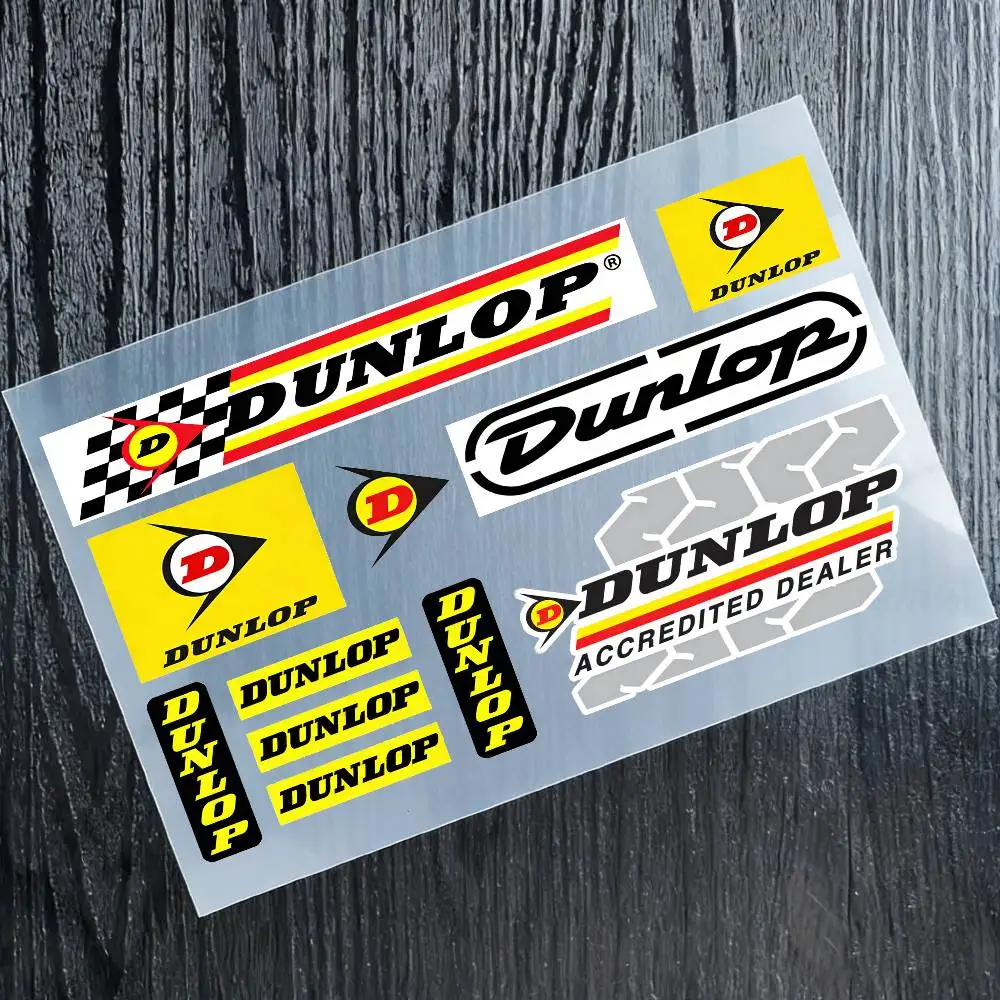 

For DUNLOP Motorcycle Reflective Stickers Waterproof Decals For Helmet Scooter Fuel Tank Toolbox Racing