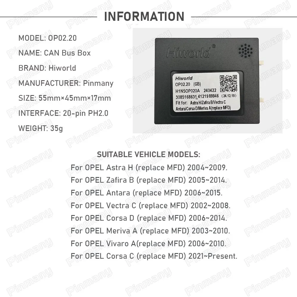 for Opel Astra H Zafira B Antara Vectra C Corsa D Meriva A Vivaro Corsa C Car Stereo CAN Bus Adapter Hiworld OP02 CANBus Decoder