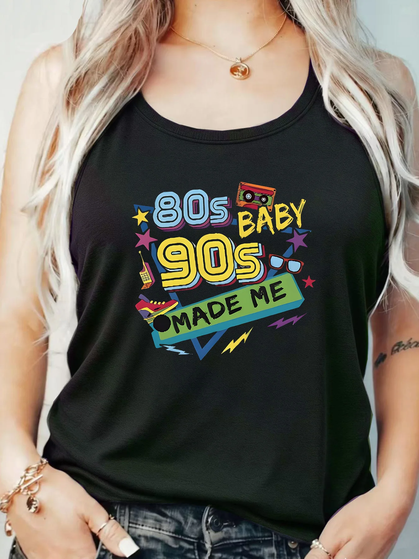 

Loose Fit Printed Pocket T-Shirt for Women with Ribbed Collar round Neck 1-8XL plus Size Comfortable Casual Vest