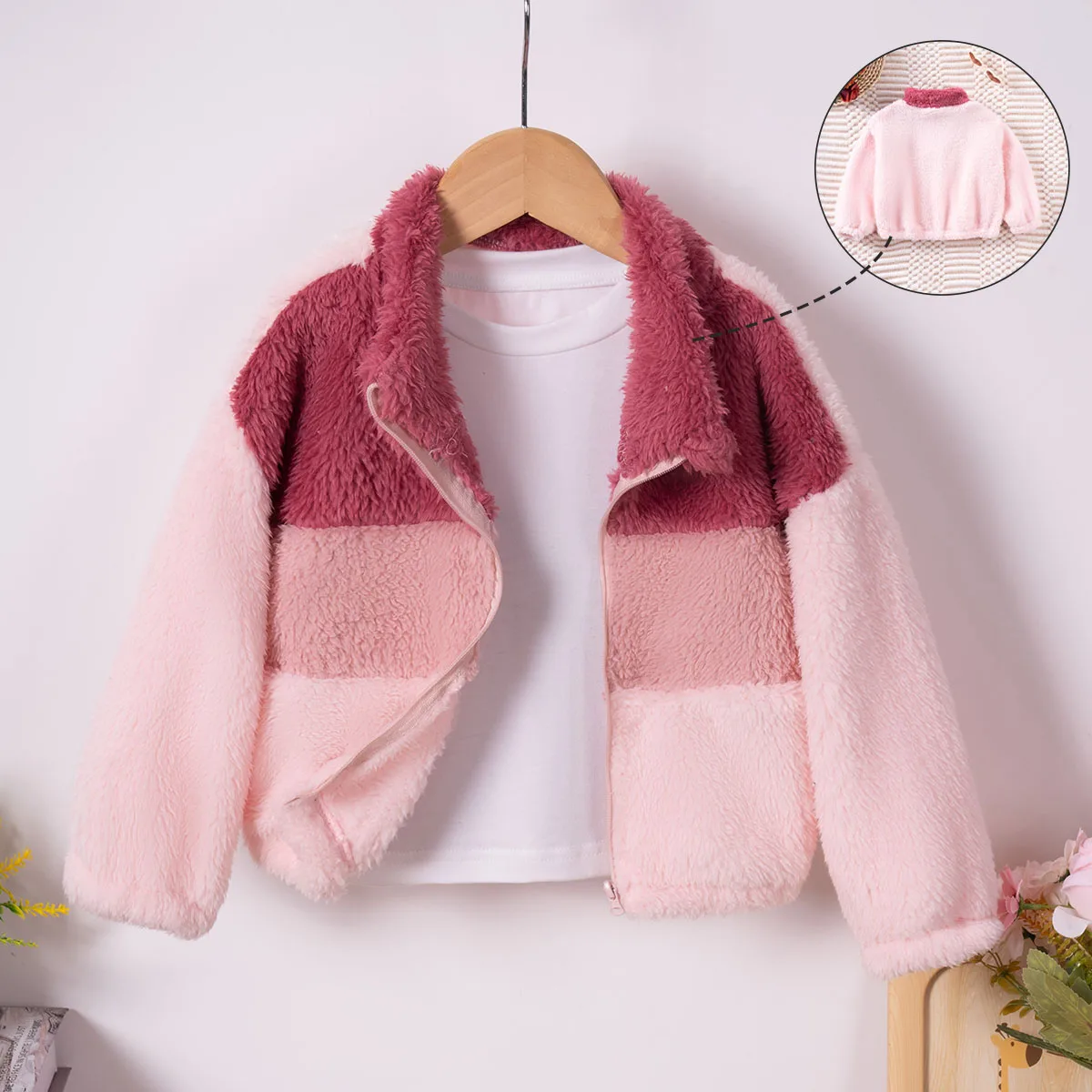 Autumn/Winter Coat Girls Sweet Colorblocking Zipper Coats Soft Casual Fashion Baby Girl Tops Hot Sale Children's Clothing